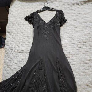 Black sequined part dress